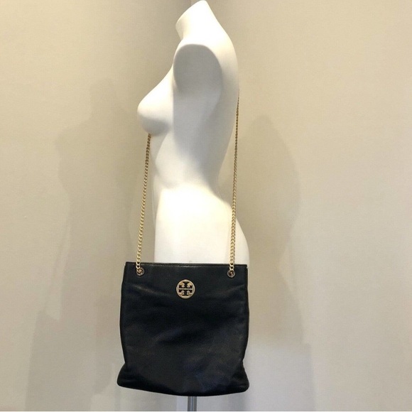 Tory Burch Carson Swingpack Black Leather Gold Chain Strap Adjustable beautiful😍 - Picture 14 of 14